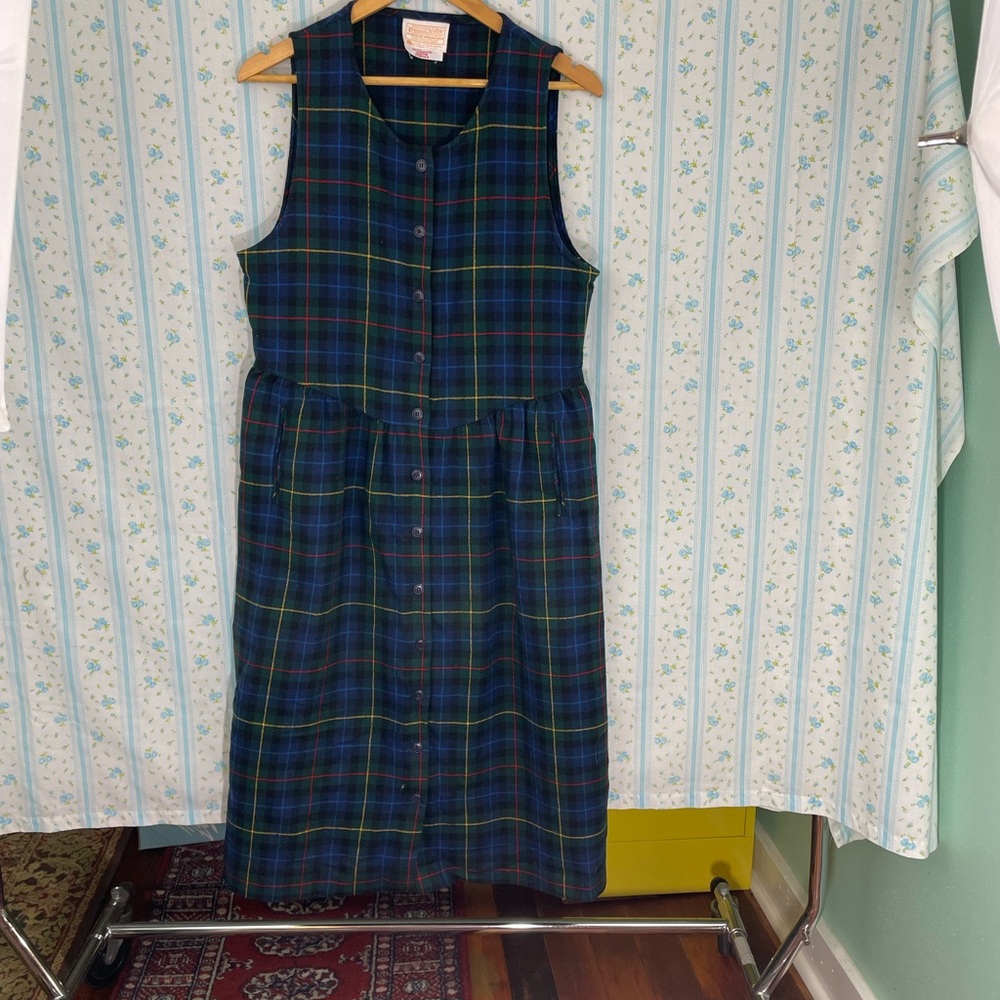 Vintage Pendleton Tartan Wool Sleeveless Dress - Size 10